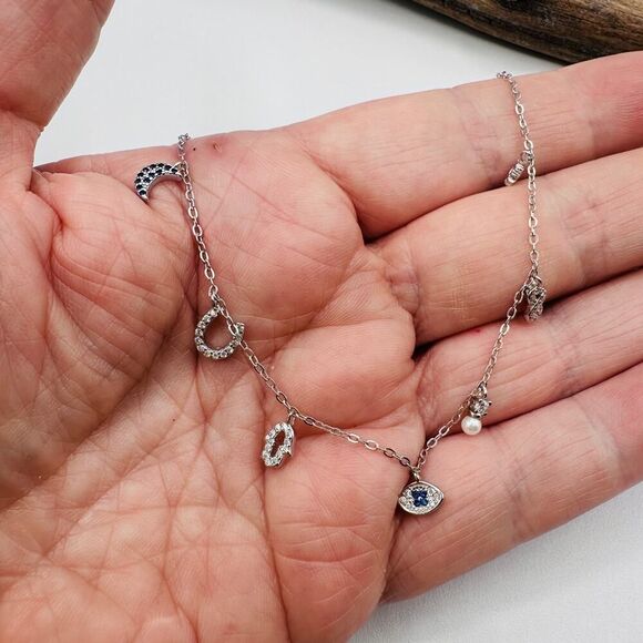 Sterling Silver Evil Eye Good Luck Charm Necklace Protection Jewelry - Picture 6 of 6